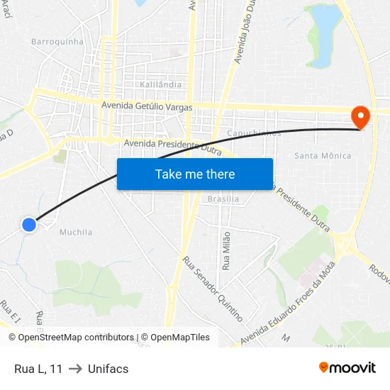 Rua L, 11 to Unifacs map