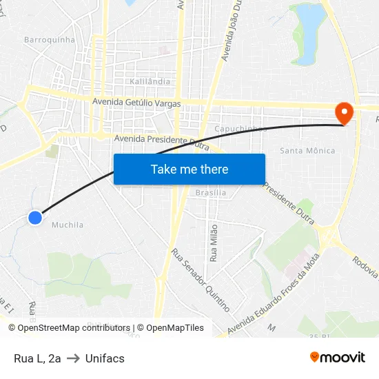 Rua L, 2a to Unifacs map