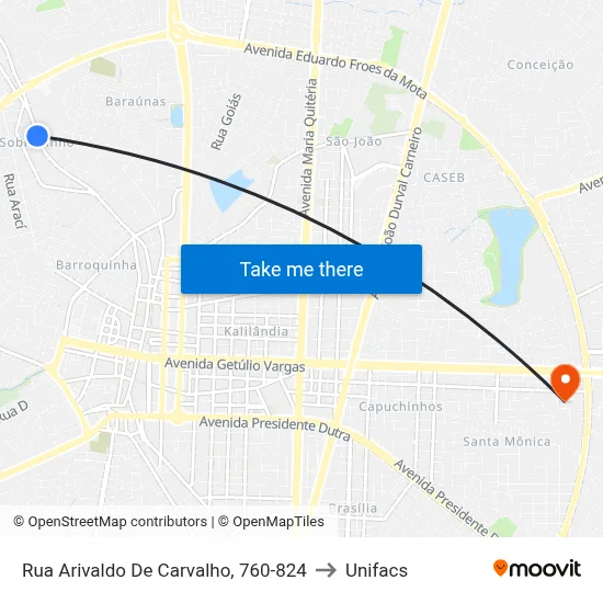 Rua Arivaldo De Carvalho, 760-824 to Unifacs map