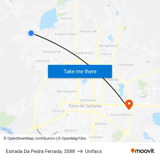 Estrada Da Pedra Ferrada, 3588 to Unifacs map