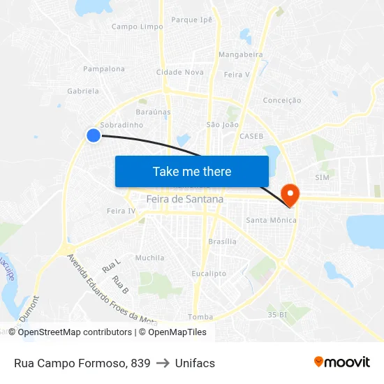 Rua Campo Formoso, 839 to Unifacs map