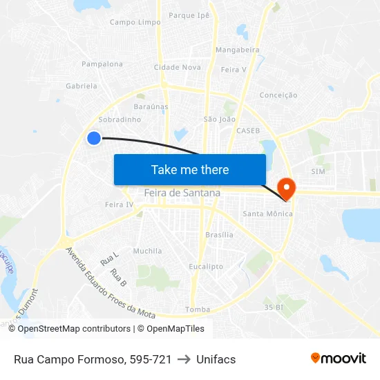 Rua Campo Formoso, 595-721 to Unifacs map