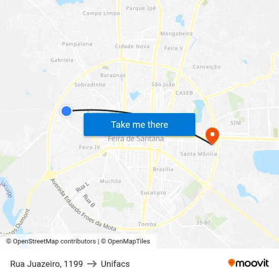 Rua Juazeiro, 1199 to Unifacs map