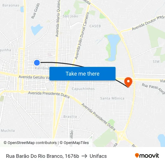 Rua Barão Do Rio Branco, 1676b to Unifacs map