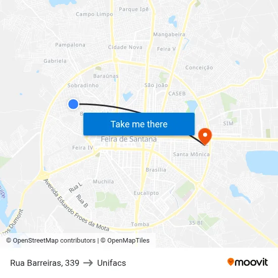 Rua Barreiras, 339 to Unifacs map