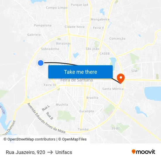 Rua Juazeiro, 920 to Unifacs map
