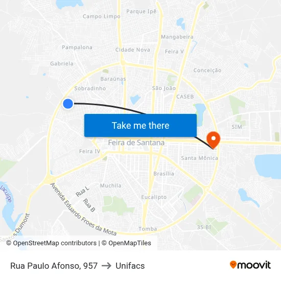 Rua Paulo Afonso, 957 to Unifacs map