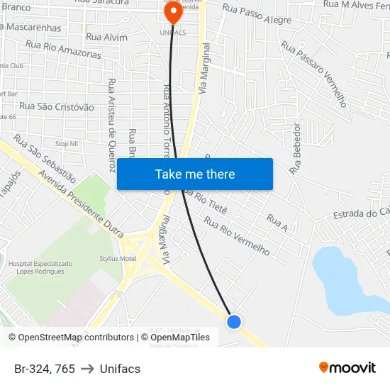 Br-324, 765 to Unifacs map