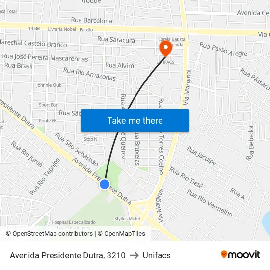 Avenida Presidente Dutra, 3210 to Unifacs map