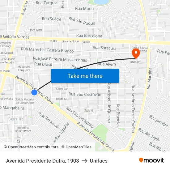 Avenida Presidente Dutra, 1903 to Unifacs map