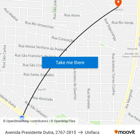 Avenida Presidente Dutra, 2767-2815 to Unifacs map