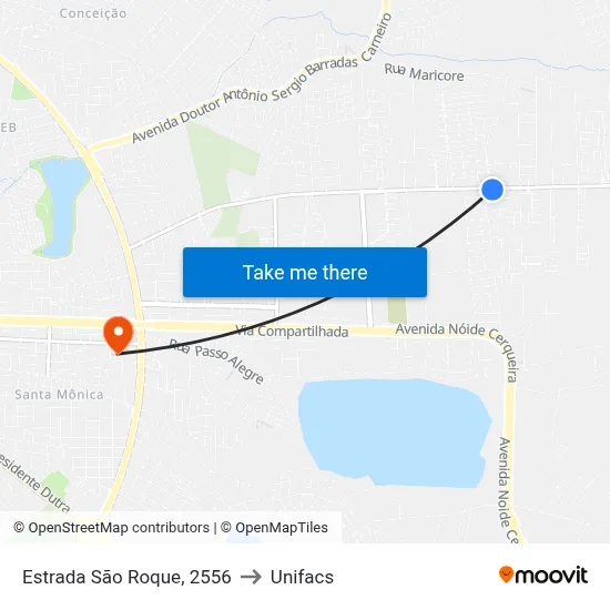 Estrada São Roque, 2556 to Unifacs map