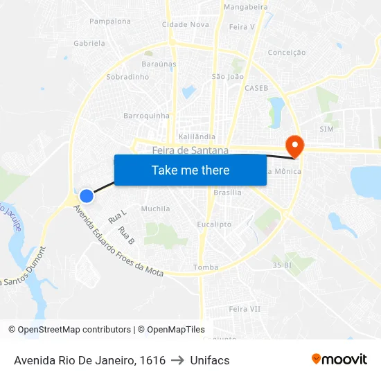 Avenida Rio De Janeiro, 1616 to Unifacs map