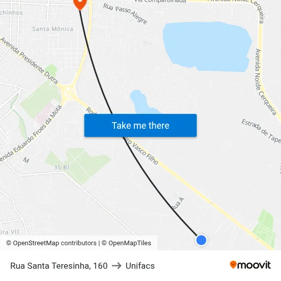 Rua Santa Teresinha, 160 to Unifacs map