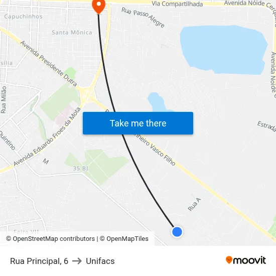 Rua Principal, 6 to Unifacs map