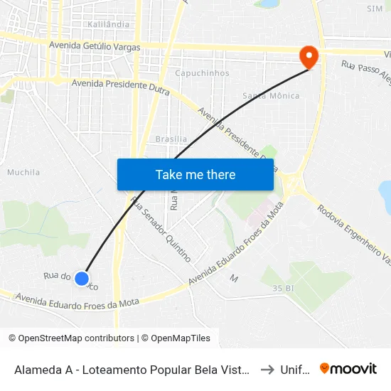 Alameda A - Loteamento Popular Bela Vista Do Sul, 20 to Unifacs map