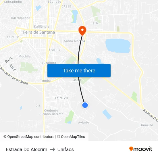 Estrada Do Alecrim to Unifacs map