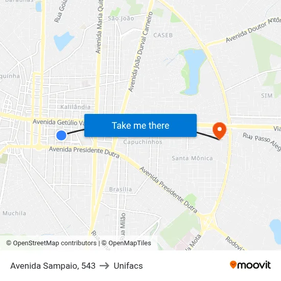 Avenida Sampaio, 543 to Unifacs map