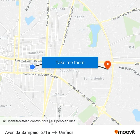 Avenida Sampaio, 671a to Unifacs map