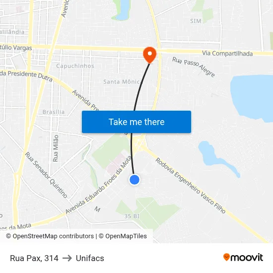 Rua Pax, 314 to Unifacs map