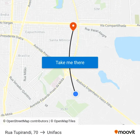 Rua Tupirandi, 70 to Unifacs map