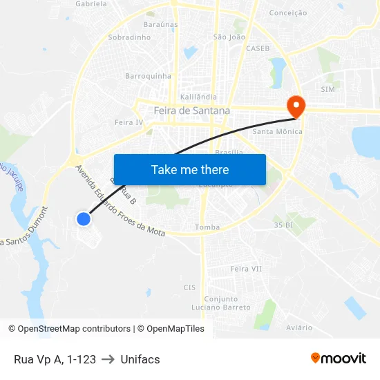 Rua Vp A, 1-123 to Unifacs map