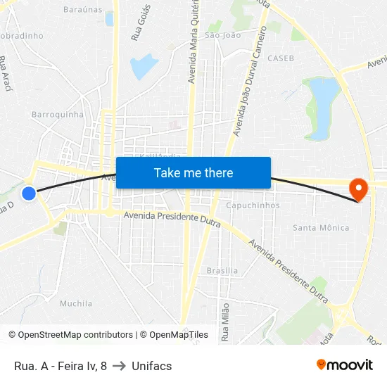 Rua. A - Feira Iv, 8 to Unifacs map