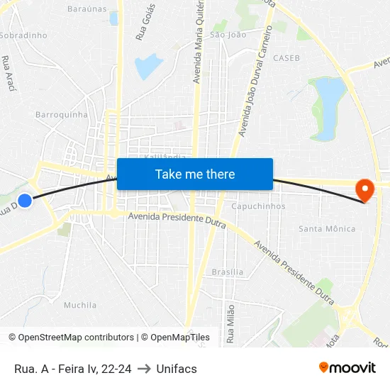 Rua. A - Feira Iv, 22-24 to Unifacs map