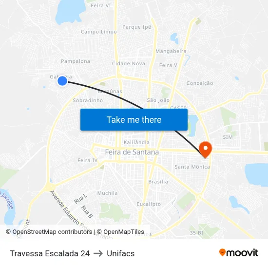 Travessa Escalada 24 to Unifacs map