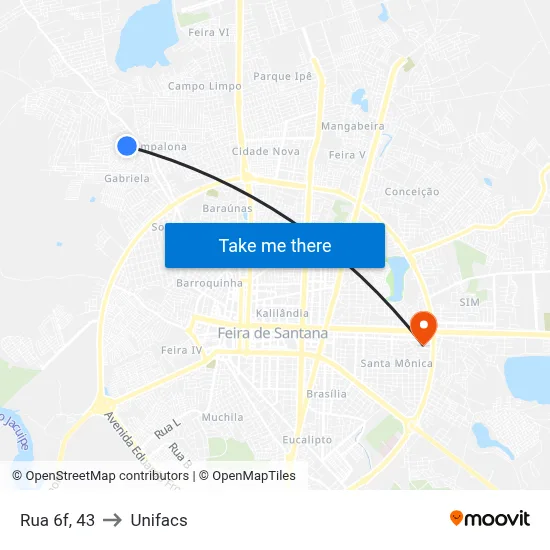 Rua 6f, 43 to Unifacs map