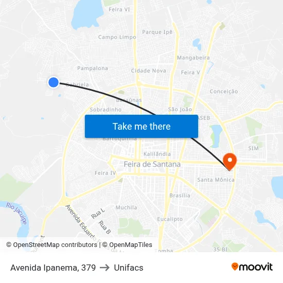 Avenida Ipanema, 379 to Unifacs map