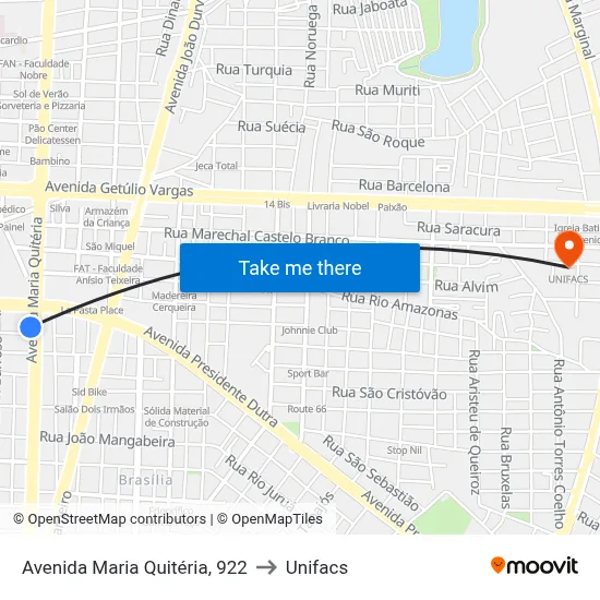 Avenida Maria Quitéria, 922 to Unifacs map