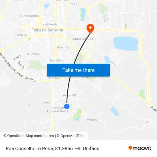 Rua Conselheiro Pena, 810-866 to Unifacs map