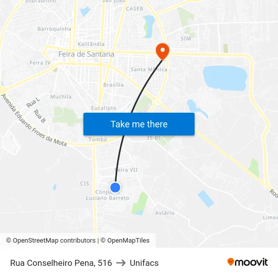 Rua Conselheiro Pena, 516 to Unifacs map