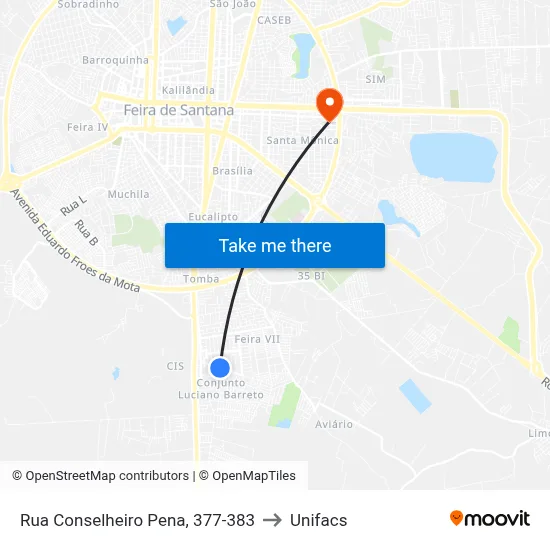 Rua Conselheiro Pena, 377-383 to Unifacs map