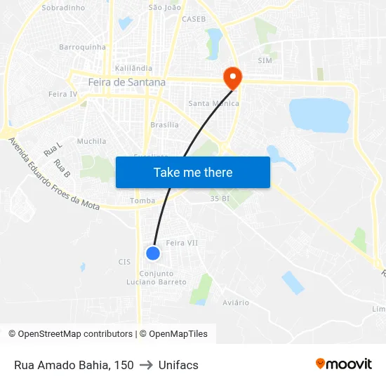 Rua Amado Bahia, 150 to Unifacs map