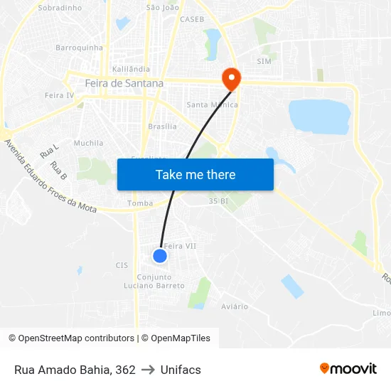 Rua Amado Bahia, 362 to Unifacs map