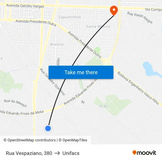 Rua Vespaziano, 380 to Unifacs map
