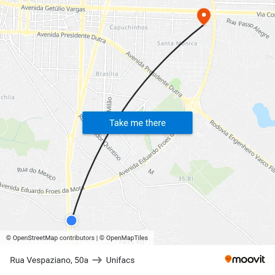 Rua Vespaziano, 50a to Unifacs map