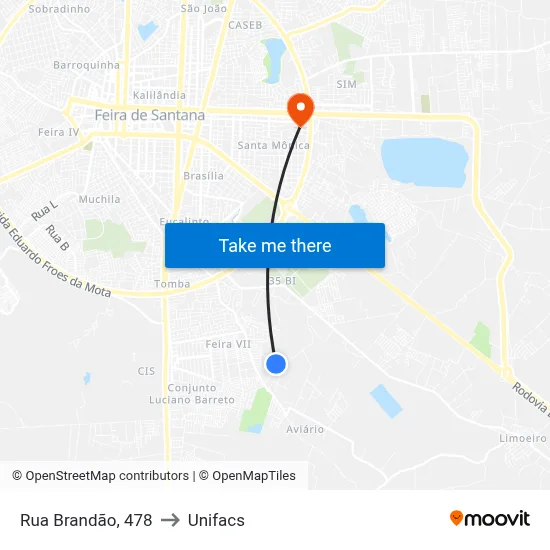 Rua Brandão, 478 to Unifacs map