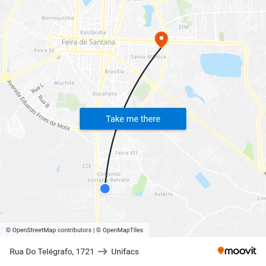 Rua Do Telégrafo, 1721 to Unifacs map