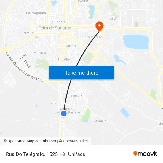 Rua Do Telégrafo, 1525 to Unifacs map