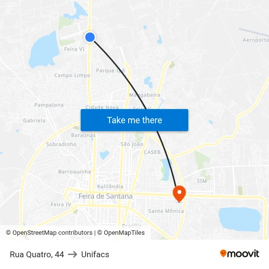 Rua Quatro, 44 to Unifacs map