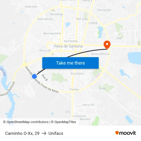 Caminho O-Xx, 29 to Unifacs map