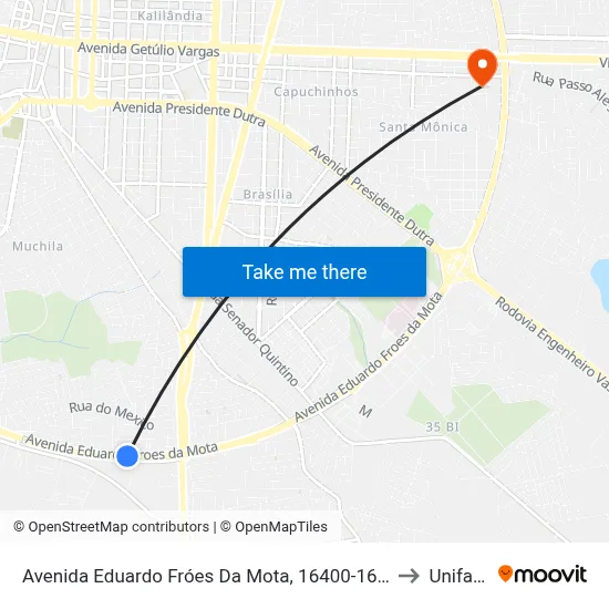 Avenida Eduardo Fróes Da Mota, 16400-16736 to Unifacs map
