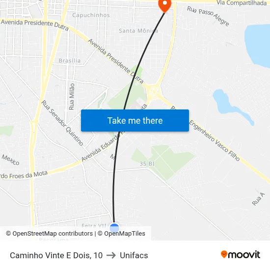 Caminho Vinte E Dois, 10 to Unifacs map