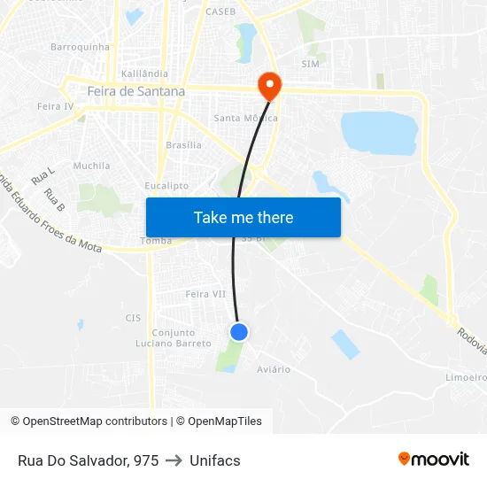 Rua Do Salvador, 975 to Unifacs map