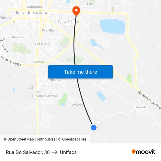 Rua Do Salvador, 30 to Unifacs map