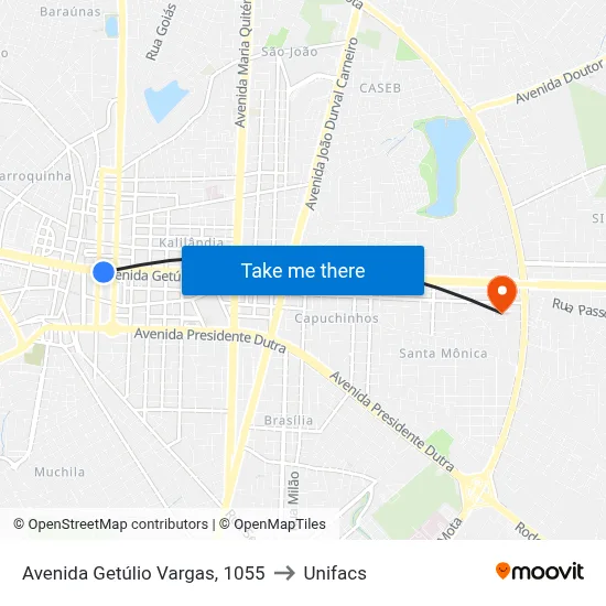 Avenida Getúlio Vargas, 1055 to Unifacs map