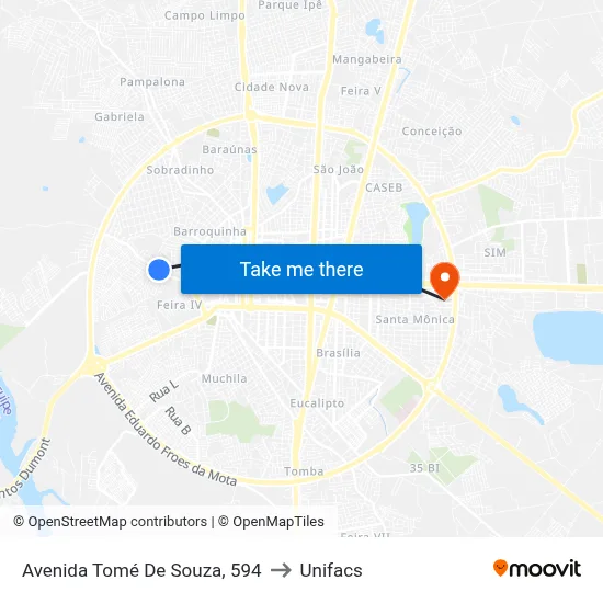 Avenida Tomé De Souza, 594 to Unifacs map